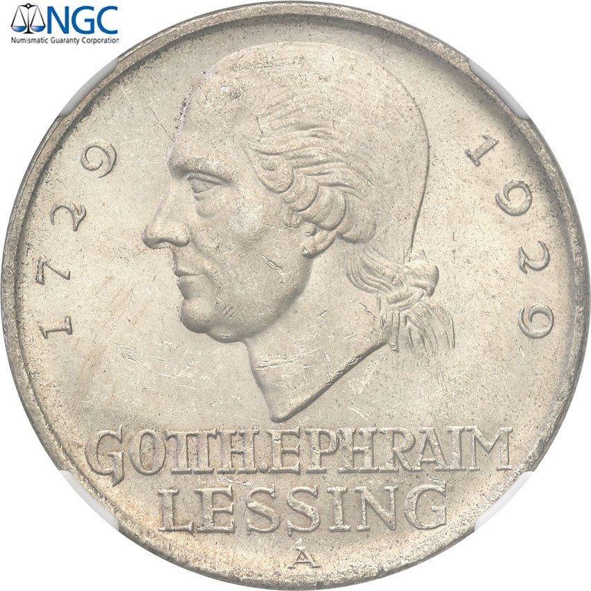 Niemcy. Weimar, 5 Marek 1929 A Lessing, NGC MS63